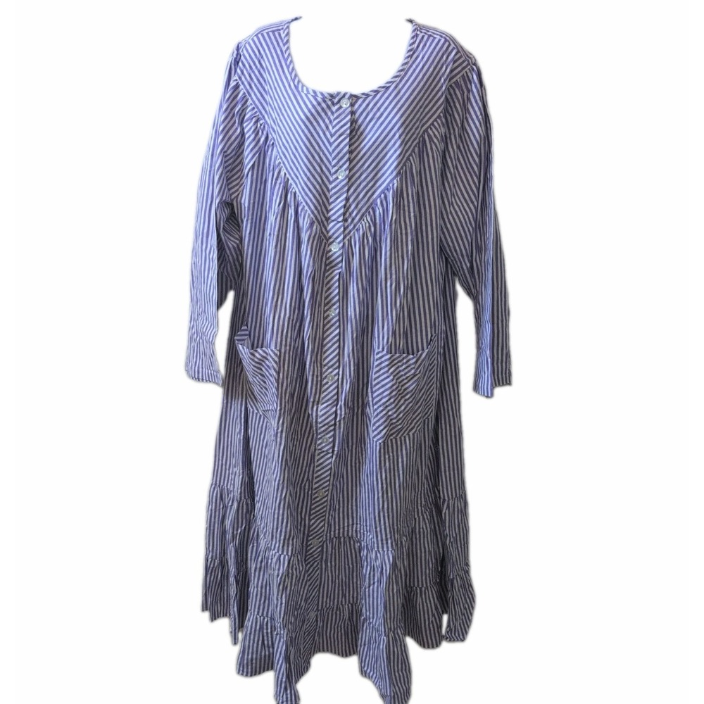 Anthony Richards 3x Purple Striped Nightgown Lounger Pockets 100% Cotton - New